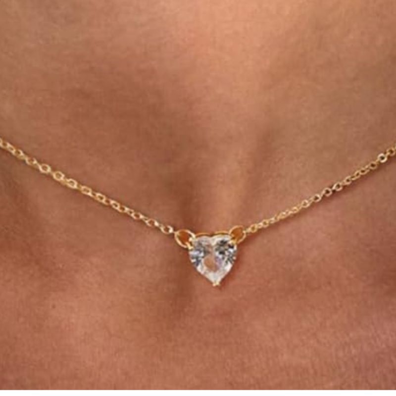 Dainty Gold Cz Heart Choker Necklace Minimalist Layering Jewelry For Women 35$